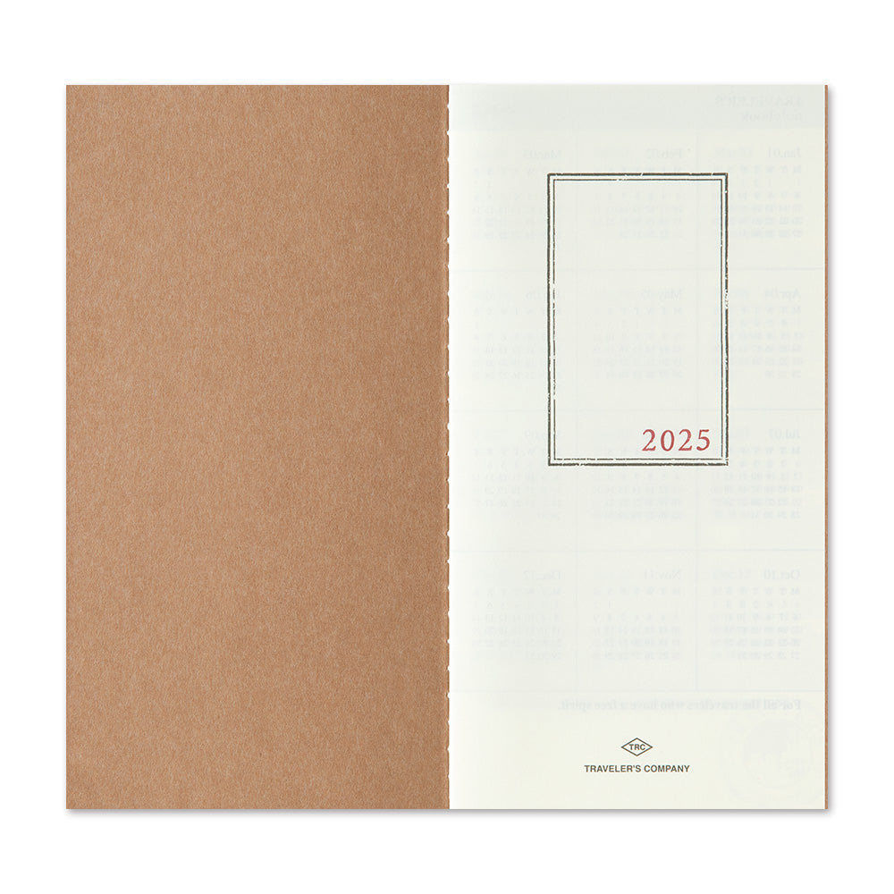 TRAVELER'S notebook Regular Size Refill- 2025 Monthly Diary