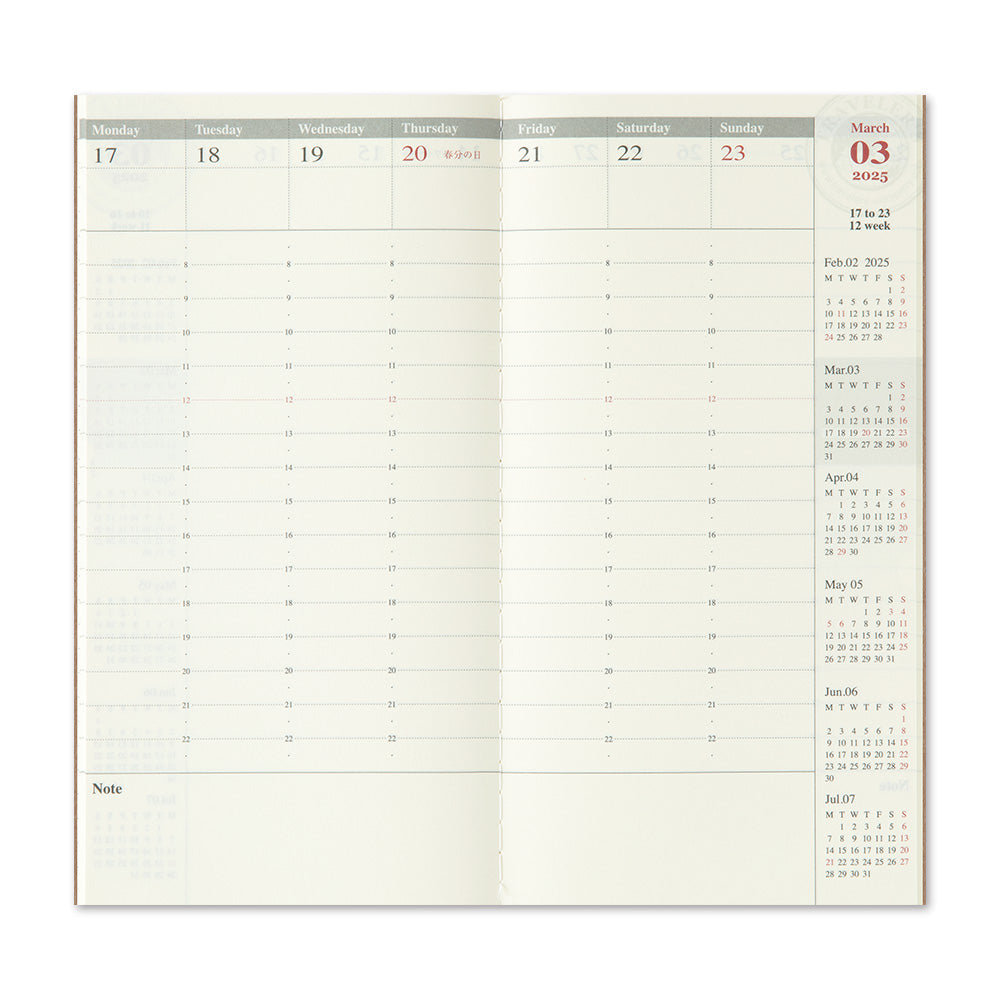 TRAVELER'S notebook Refill- Regular Size- 2025 Weekly Vertical Diary