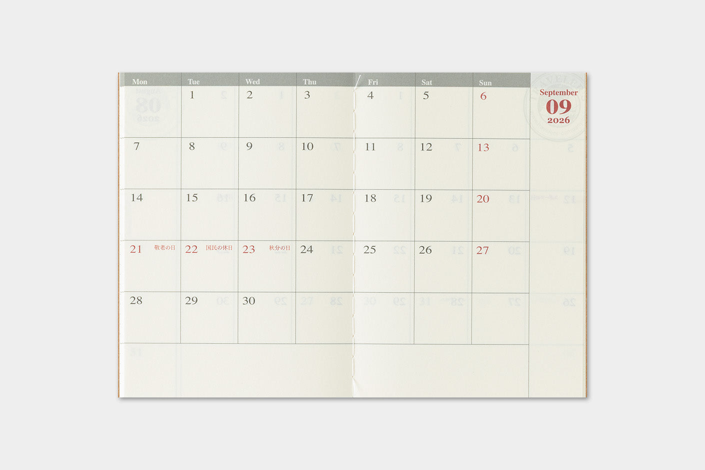 TRAVELER'S notebook Passport Size 2026 Monthly Diary