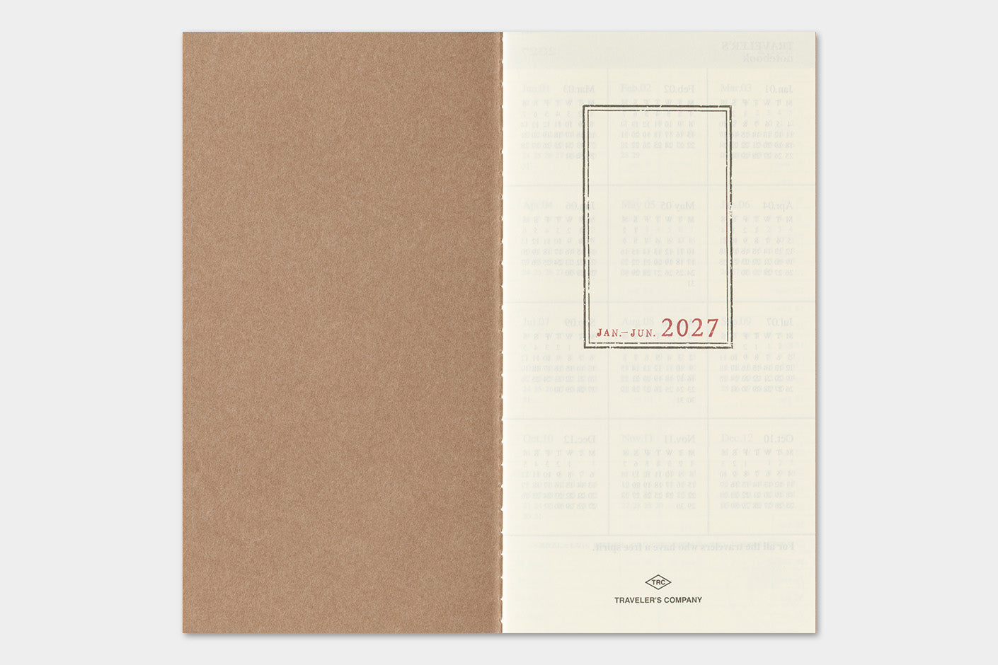 TRAVELER'S notebook Refill- Regular Size- 2027 Weekly Calendar and Memo Diary showing inside front cover