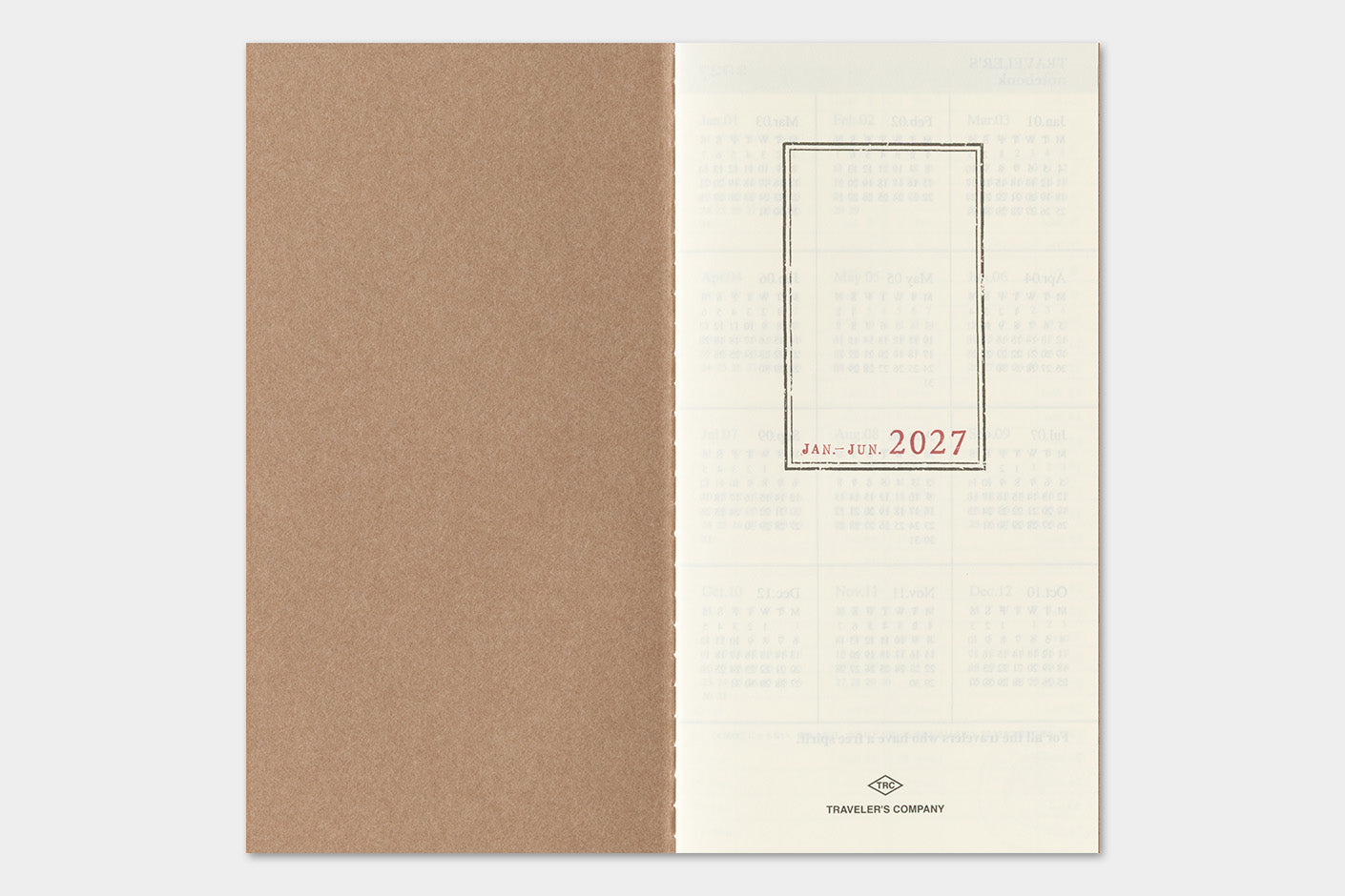 TRAVELER'S notebook Refill Regular Size 2027 Weekly Vertical Diary image showing inside front  cover