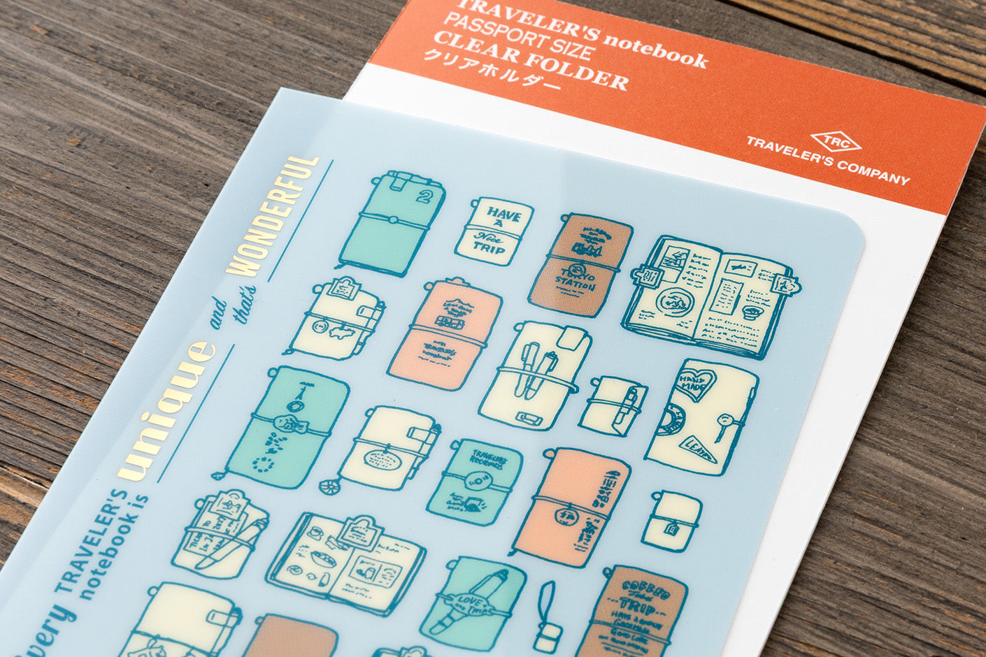 Closeup of TRAVELER'S notebook 2027 Passport Clear Folder