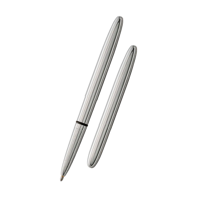 Image of Fisher Bullet Space Pen- Chrome shown closed and open