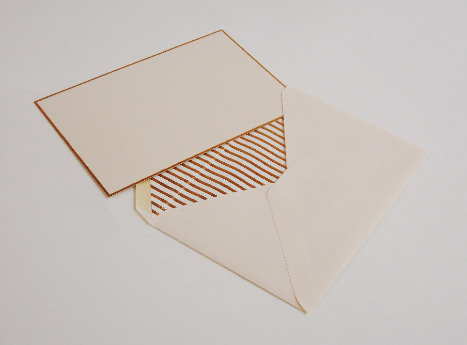 Rossi 1931 Stationery Set- Flat Card and Lined Envelope- Gold - 4.5 by 6.5 inches
