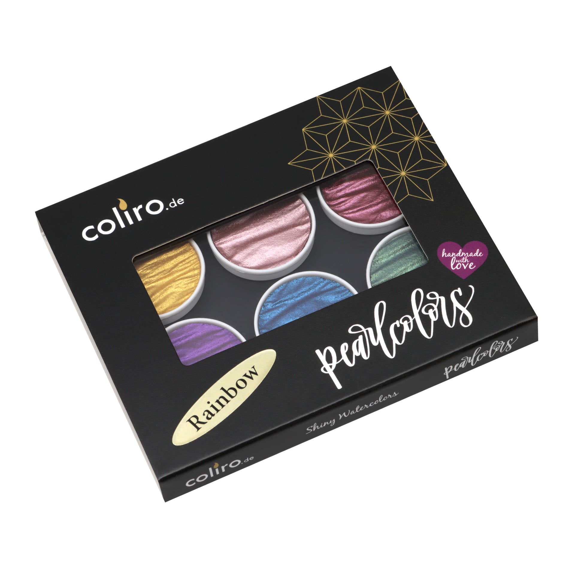 Coliro Pearlcolors Watercolor Set- Rainbow- set of 6 shown in packaging