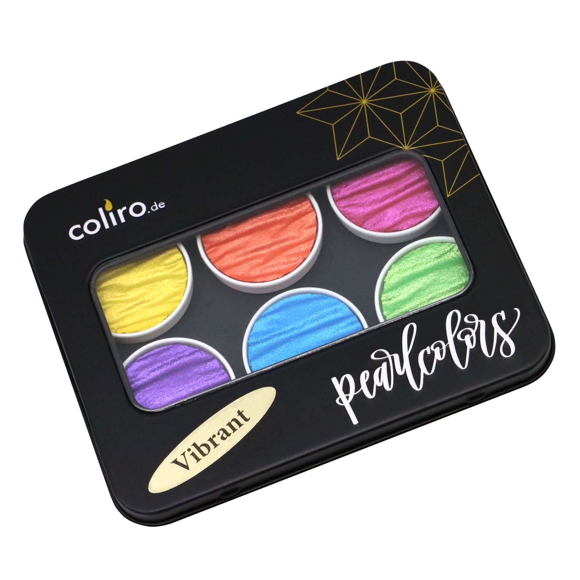 Coliro Pearlcolors Watercolor Set- Vibrant- set of 6 package shown closed