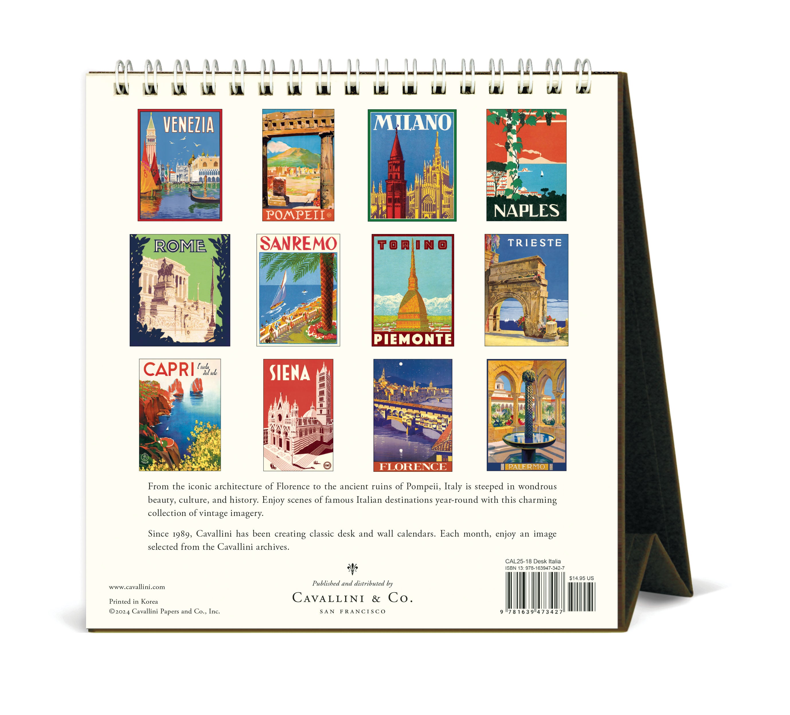 2025 Cavallini & Co. Italy Desk Calendar back cover 