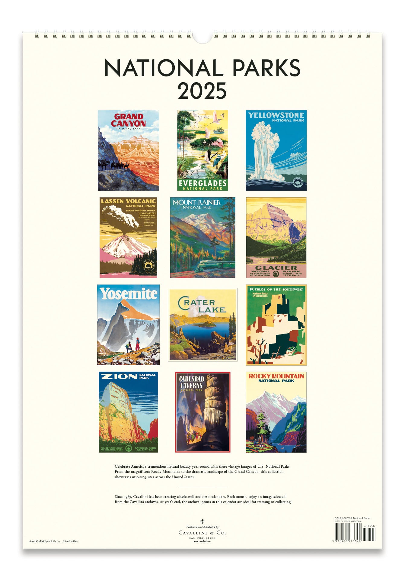 2025 Cavallini & Co. National Parks Wall Calendar back cover