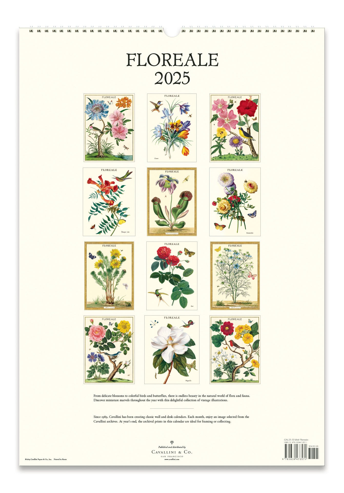 2025 Cavallini & Co. Floreale Wall Calendar back cover image