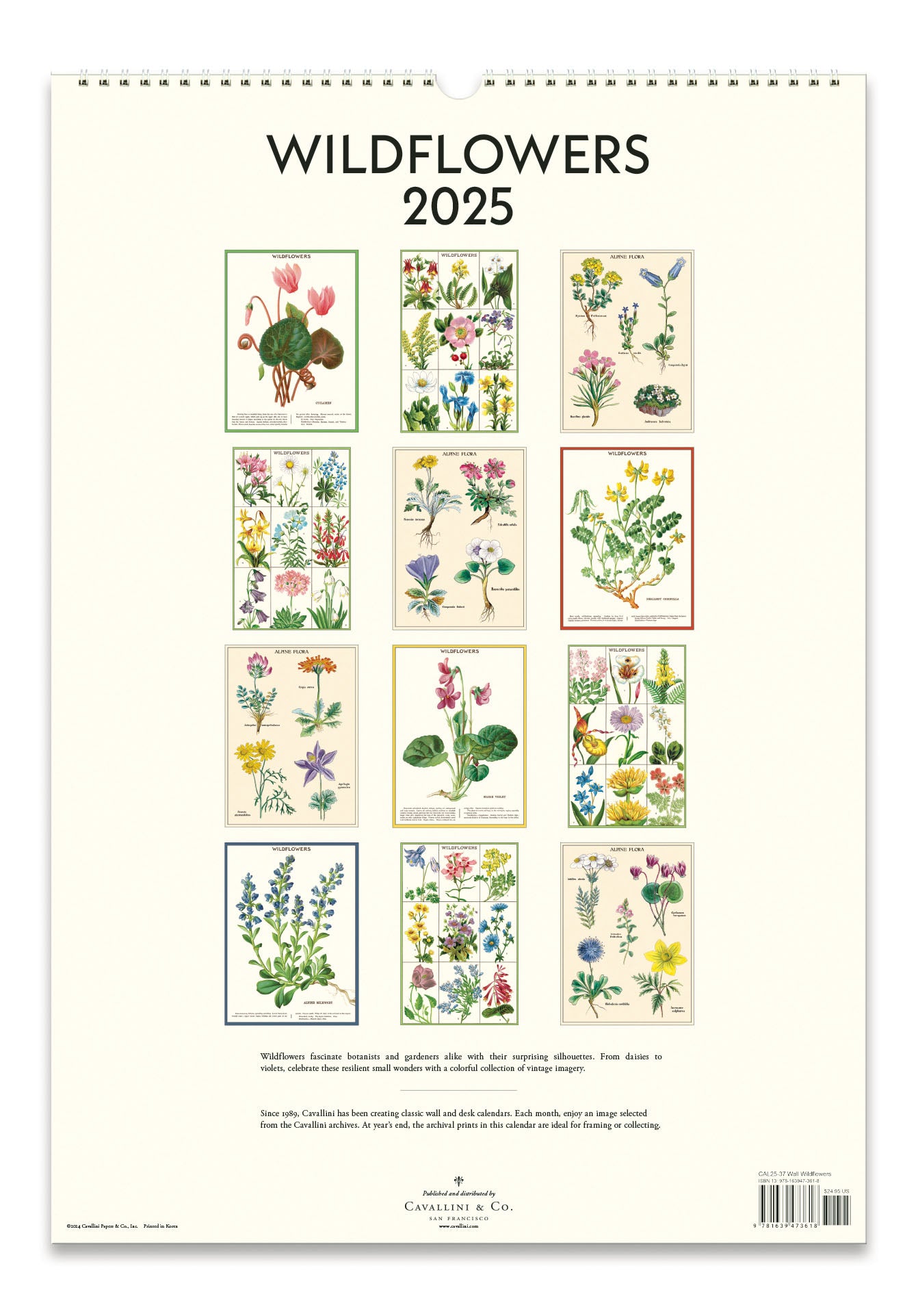 2025 Cavallini & Co. Wildflowers Wall Calendar back cover image