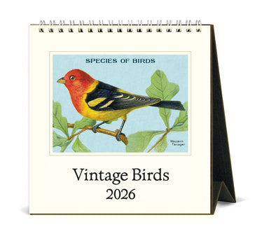 2026 Cavallini & Co. Vintage Birds Desk Calendar front cover image