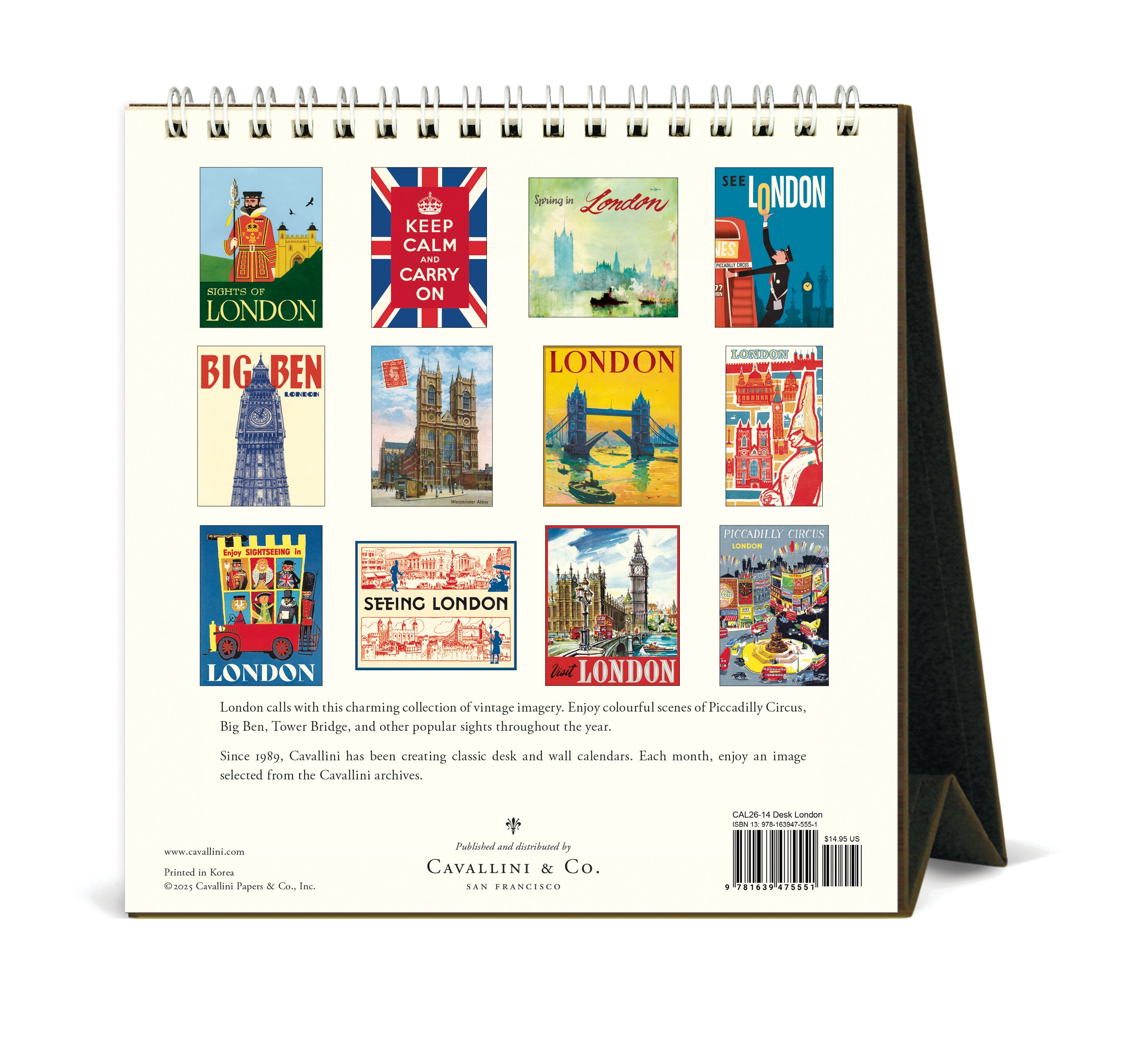 2026 Cavallini & Co. London Desk Calendar back cover image