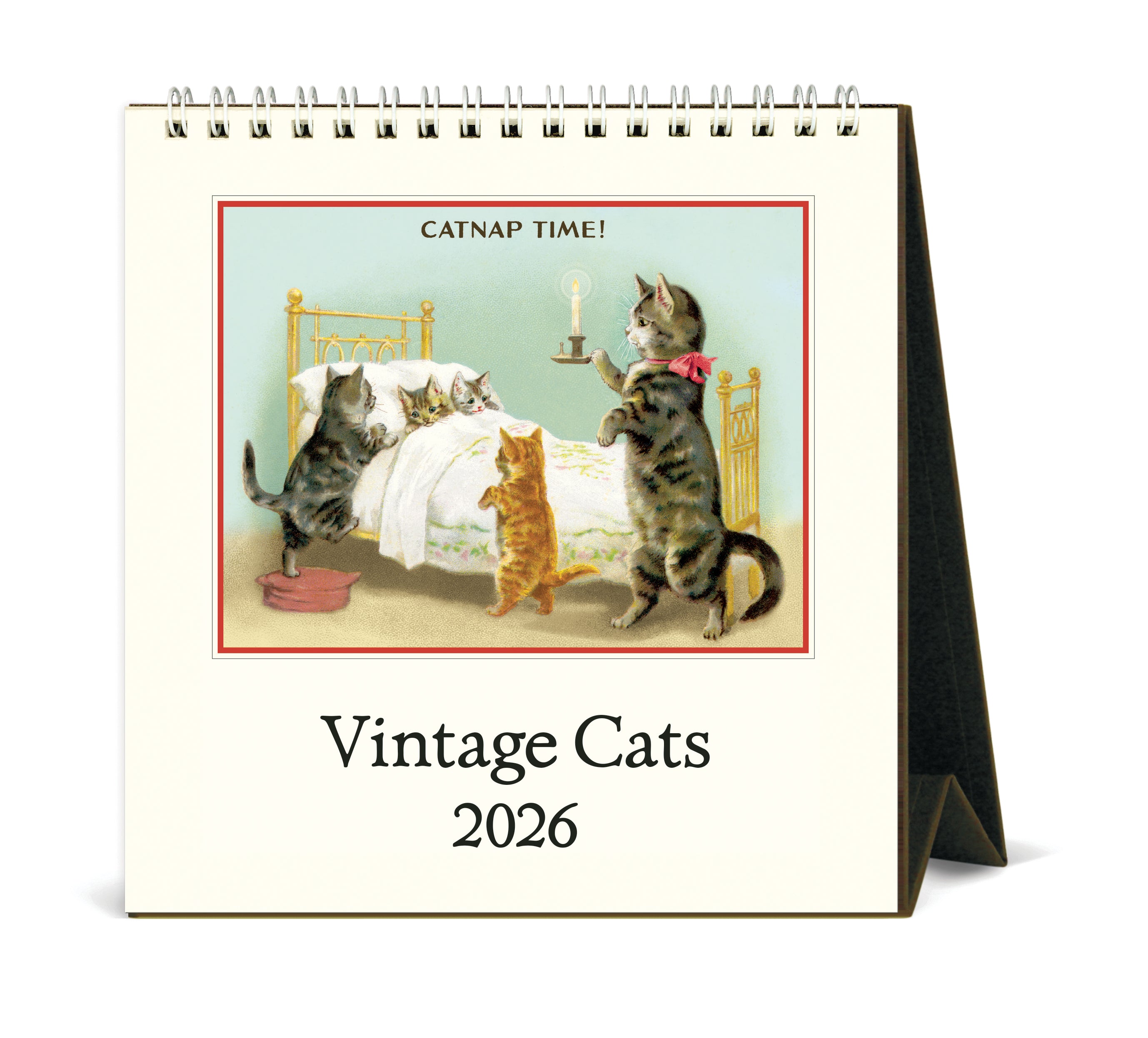 2026 Cavallini & Co. Vintage Cats Desk Calendar front cover image