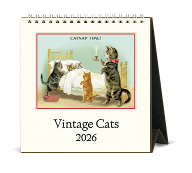 2026 Cavallini & Co. Vintage Cats Desk Calendar front cover image