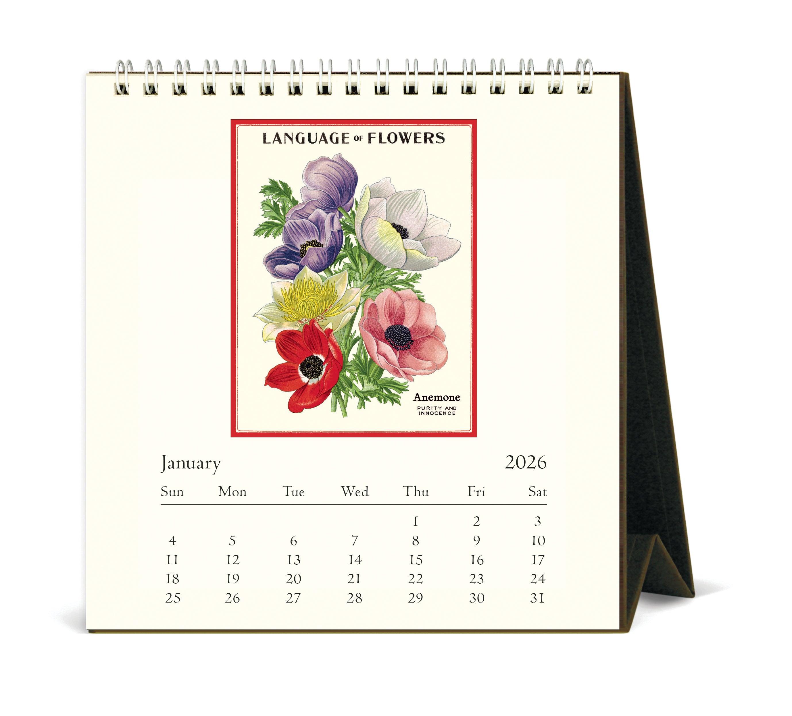 2026 Cavallini & Co. Language of Flowers Desk Calendar January page image