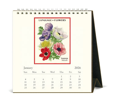 2026 Cavallini & Co. Language of Flowers Desk Calendar January page image
