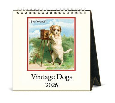 2026 Cavallini & Co. Vintage Dogs Desk Calendar front cover image