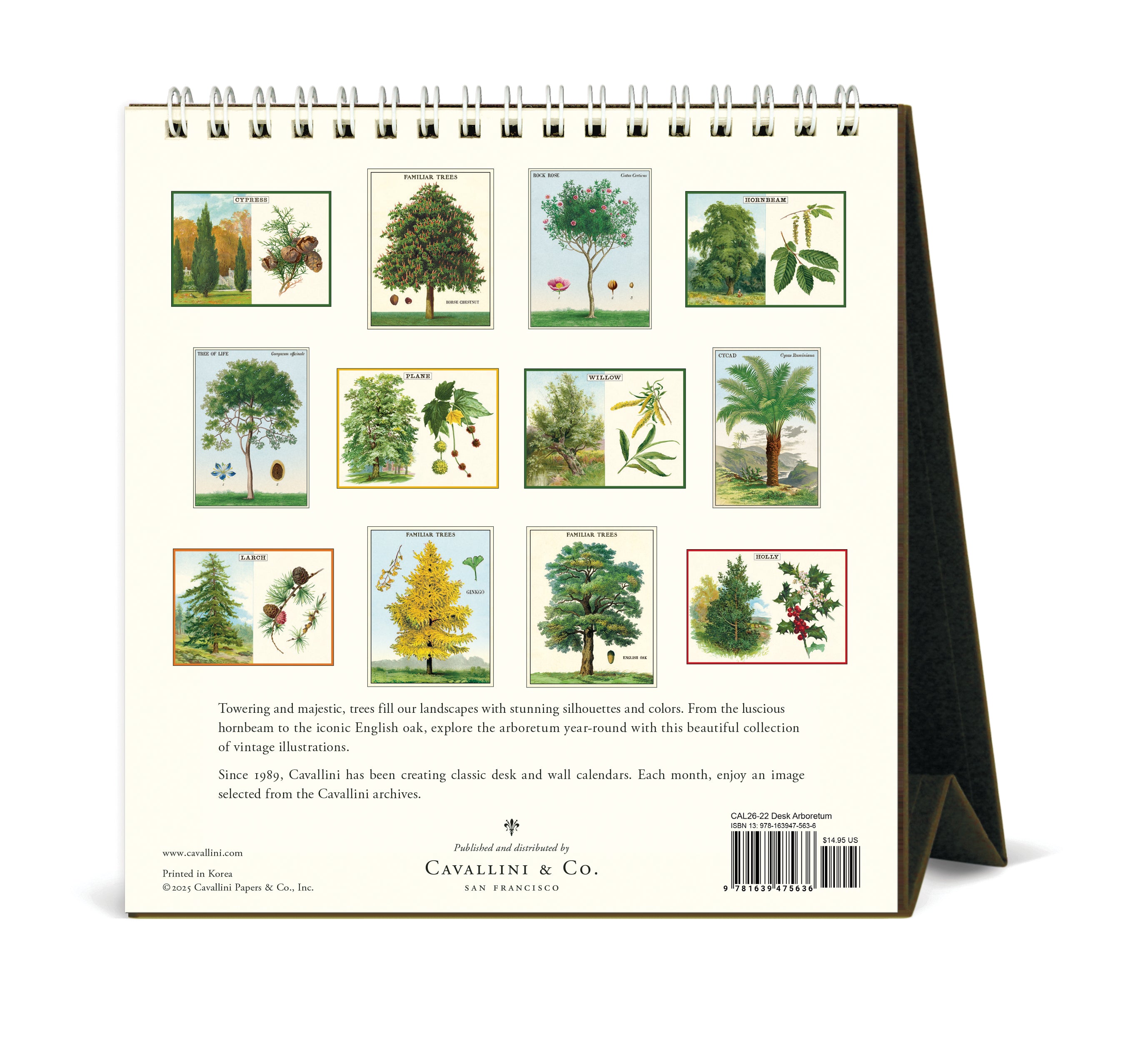 2026 Cavallini & Co. Arboretum Desk Calendar back cover image
