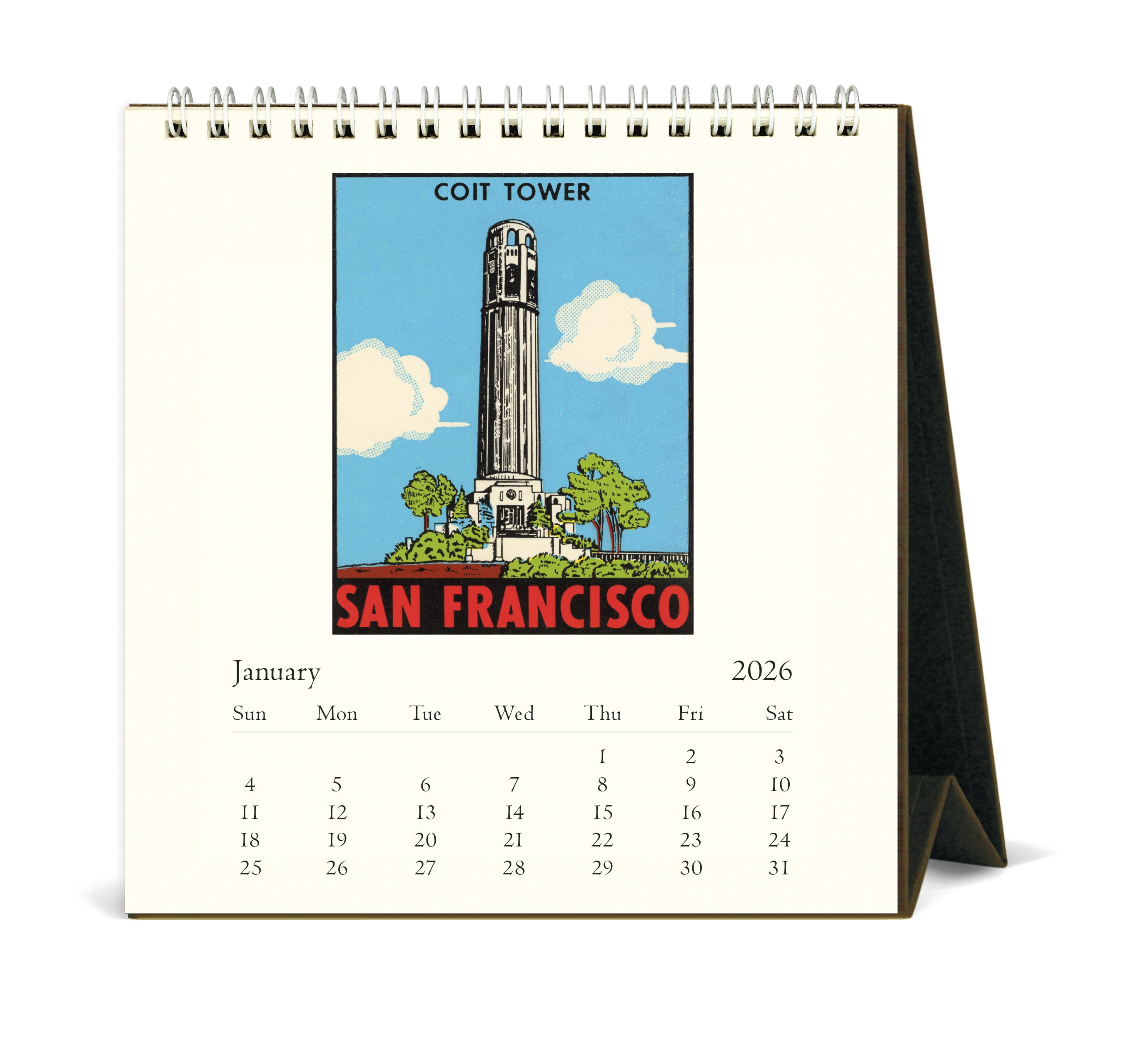 2026 Cavallini & Co. San Francisco Desk Calendar January page