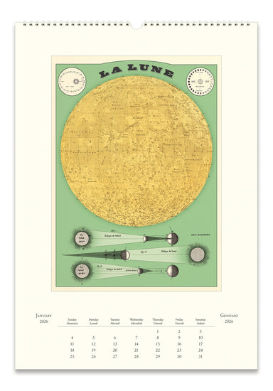 2026 Cavallini & Co. Astronomy Wall Calendar interior page- January shown