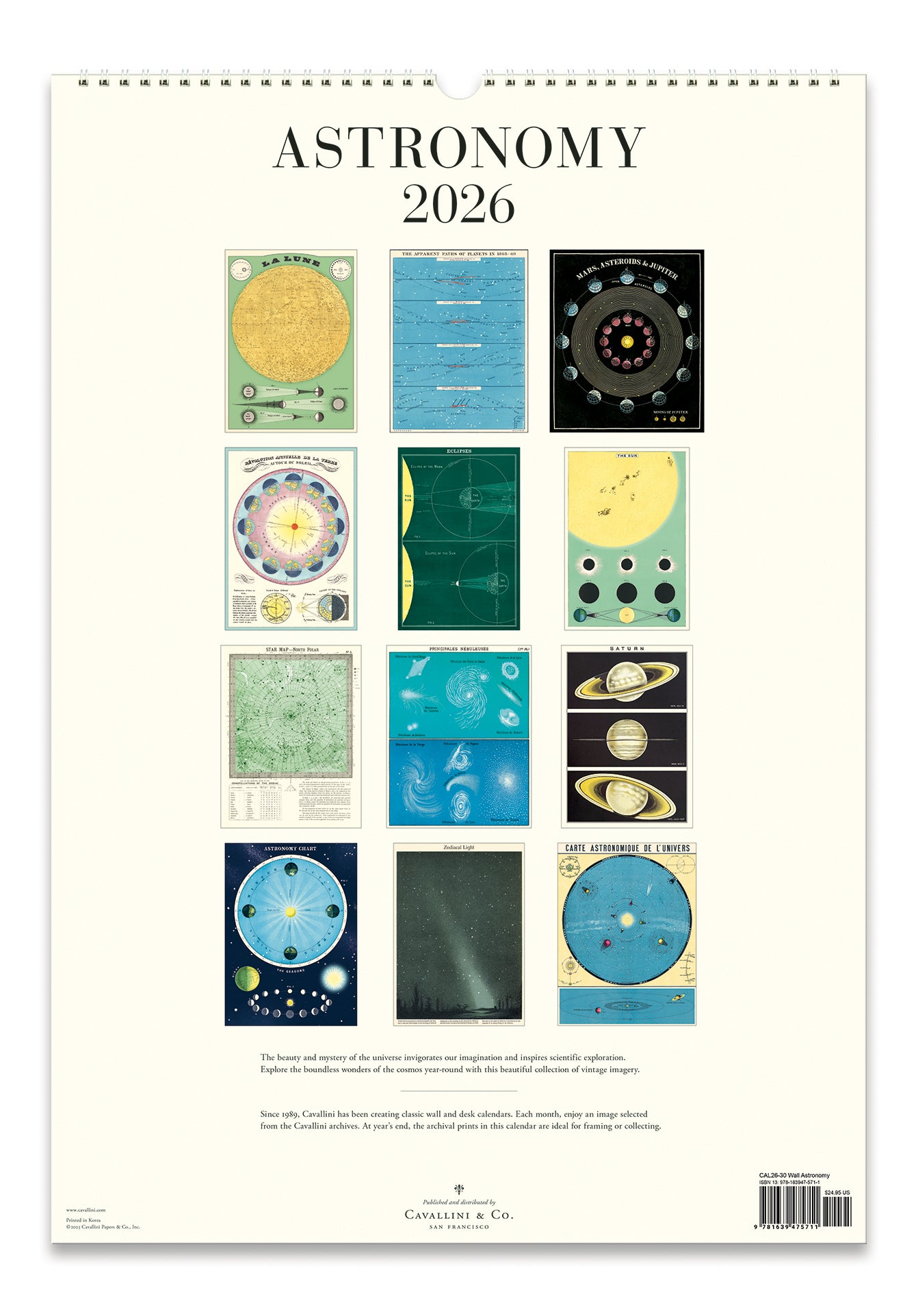 2026 Cavallini & Co. Astronomy Wall Calendar back cover image