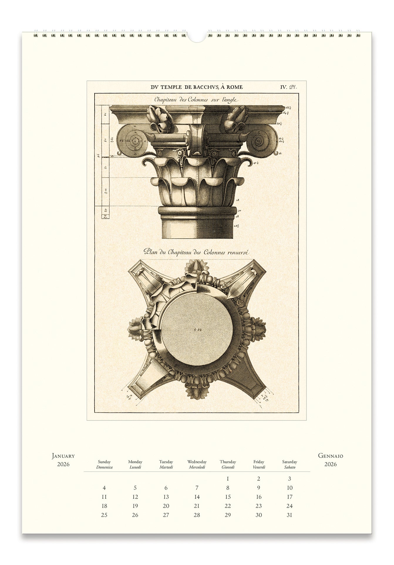 2026 Cavallini & Co. Architettura Wall Calendar january image