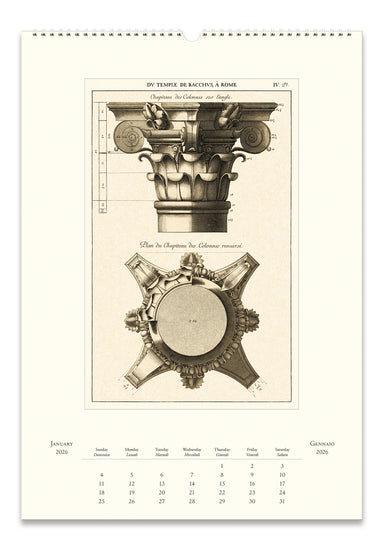 2026 Cavallini & Co. Architettura Wall Calendar january image