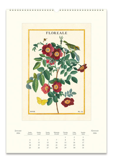 2026 Cavallini & Co. Floreale Wall Calendar january page image