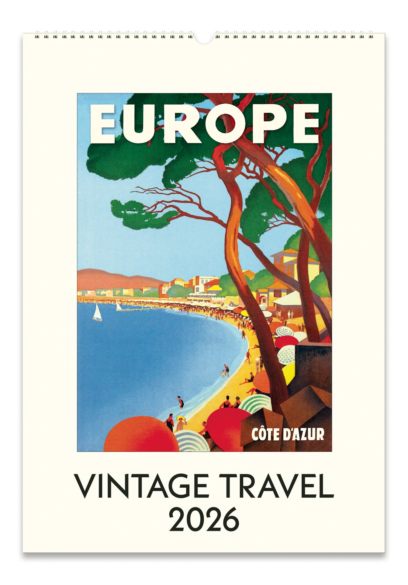 2026 Cavallini & Co. Vintage Travel Wall Calendar front cover image