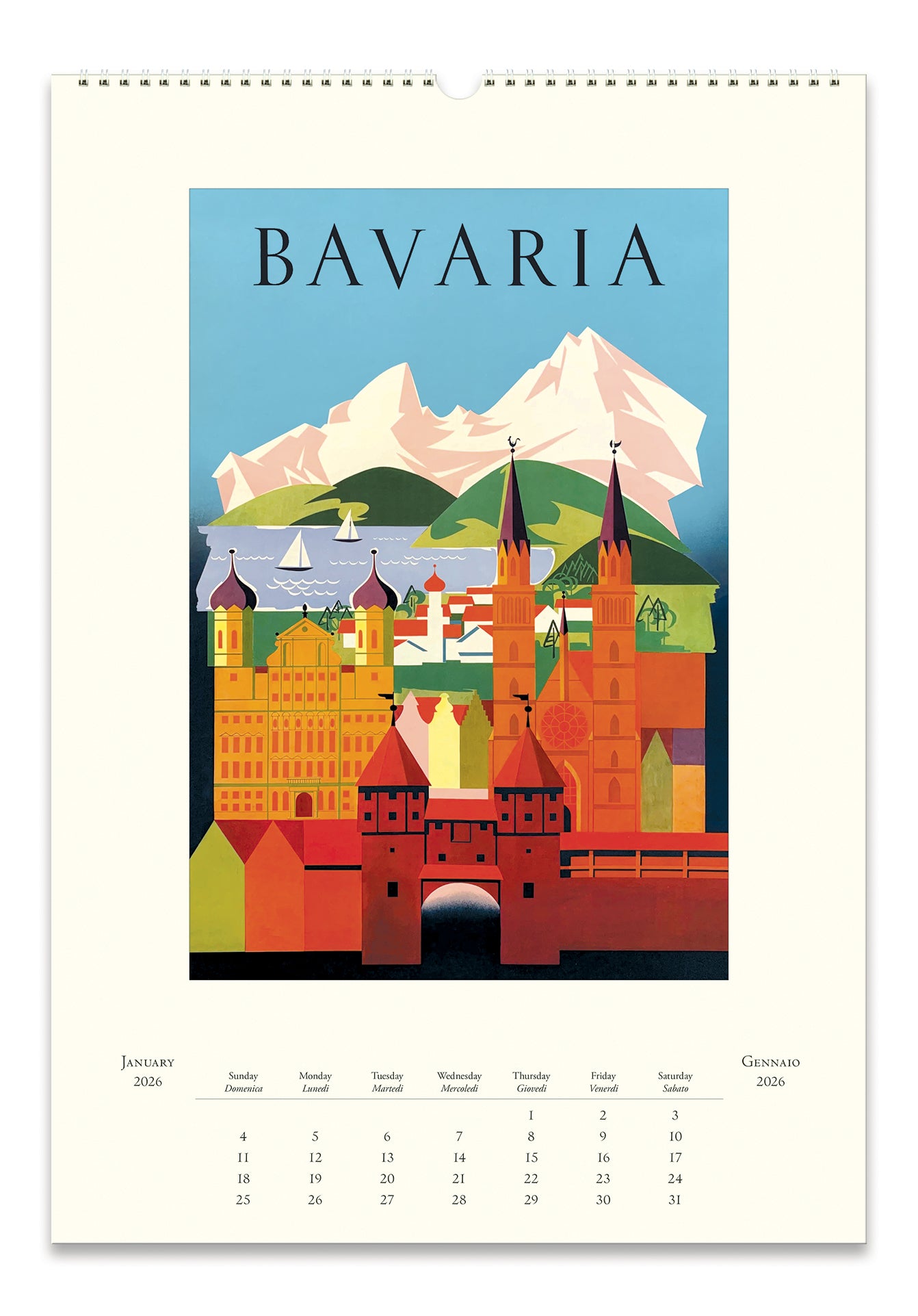 2026 Cavallini & Co. Vintage Travel Wall Calendar january image