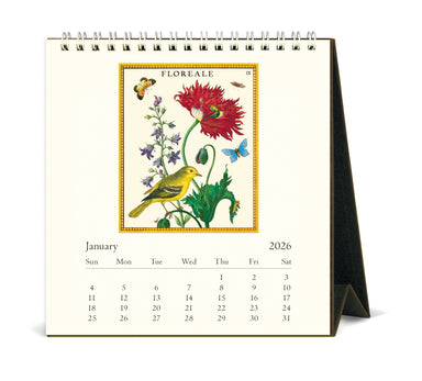 2026 Cavallini & Co. Floreale Desk Calendar interior image- January shown