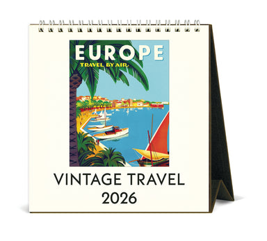 2026 Cavallini & Co. Vintage Travel Desk Calendar front cover image