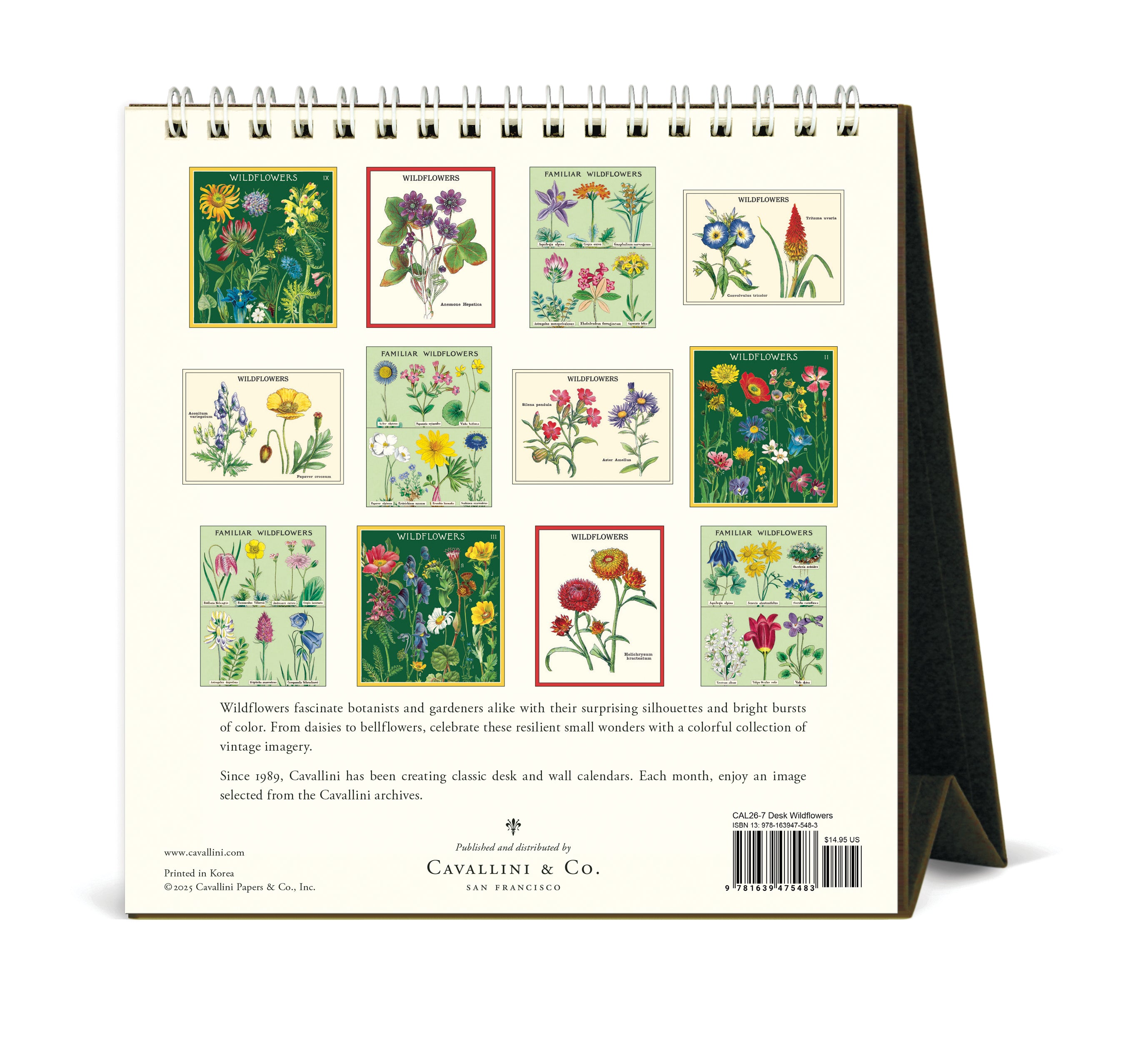 2026 Cavallini & Co. Wildflowers Desk Calendar back cover image