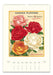 Vintage-style garden flowers wall calendar page featuring an illustration of five hardy roses in pink, red, yellow, and white, with a January 2027 calendar grid at the bottom.