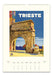 A vintage-style wall calendar page featuring an illustrated archway scene labeled TRIESTE, with a blue sky, sea, ruins, and a calendar grid at the bottom showing January  2027.