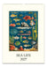 2027 Cavallini & Co. Sea Life Wall Calendar- A hanging wall calendar featuring vintage-style sea life illustration with many colorful fish, coral, and sea plants. 