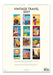 Vintage travel calendar back page with 12 months of images shown. 