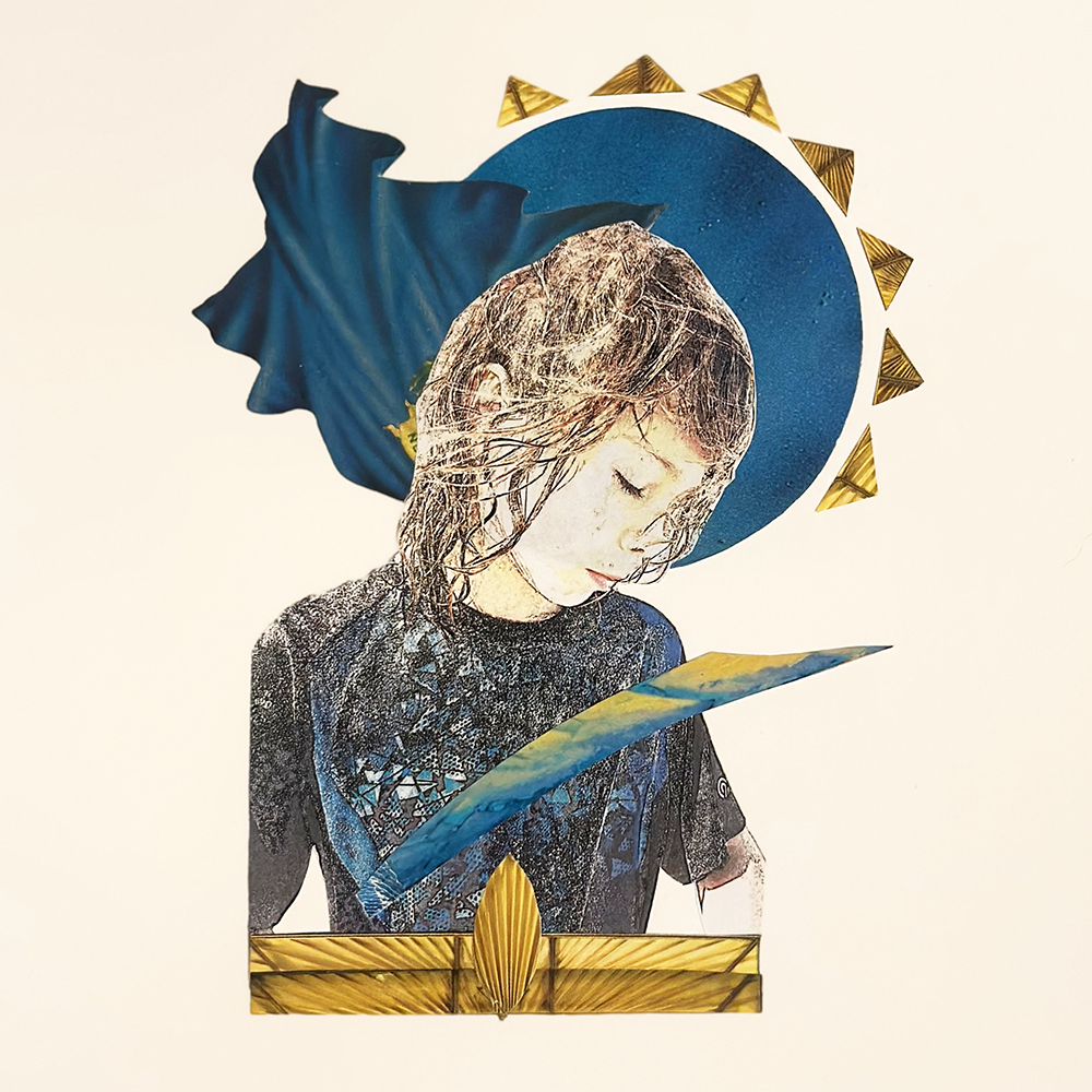 Telling a Visual Story - Collage sample woman with blue and gold halo