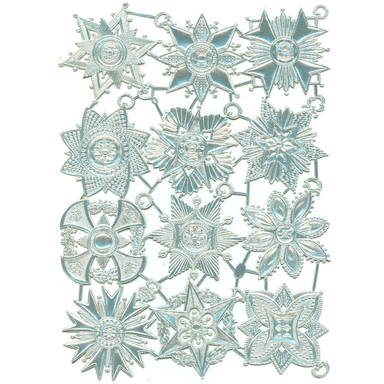 Dresden Ornaments- Sheet of 12- Silver