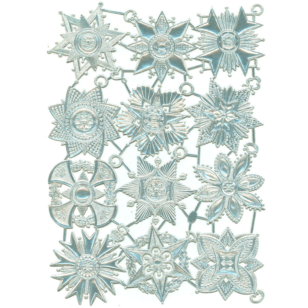 Dresden Ornaments- Sheet of 12- Silver