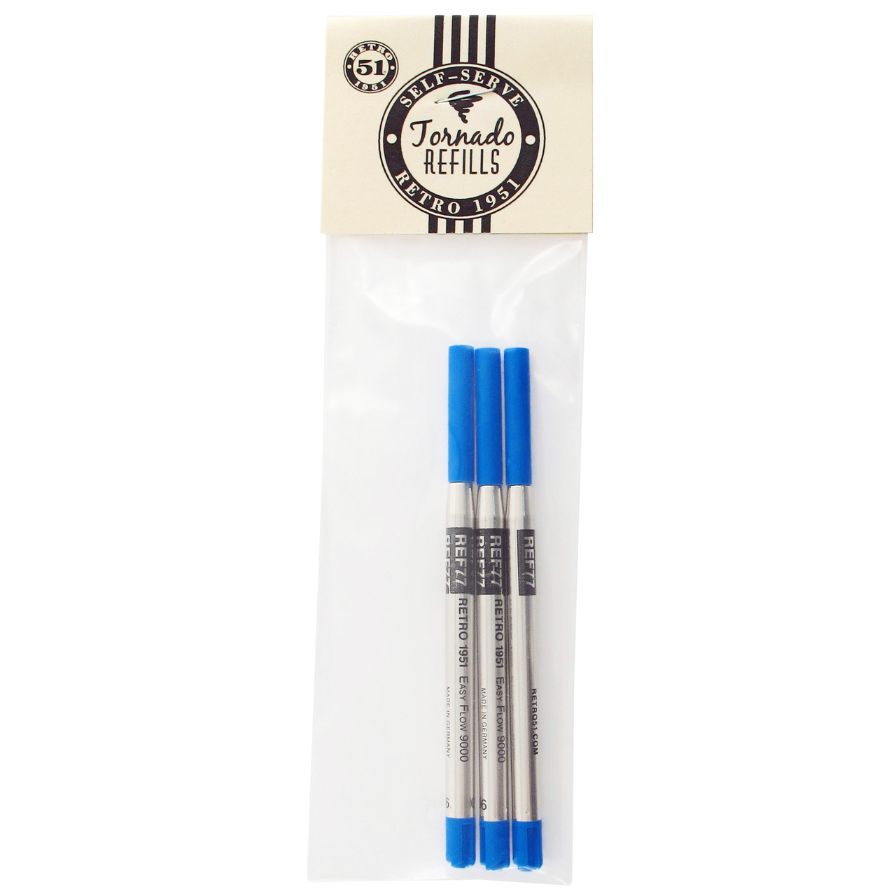 Retro 1951 Easy Flow "Ballpoint" refill package of 3- blue