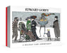 A boxed card assortment titled 'EDWARD GOREY' with an illustrated winter scene on the front. The package shows several people in winter clothing around a fire, with a red spine band visible on the left side.