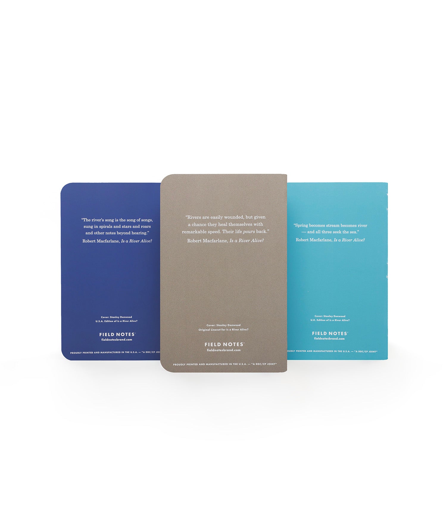 Field Notes Is a River Alive Edition 3-Pack- all three back covers shown