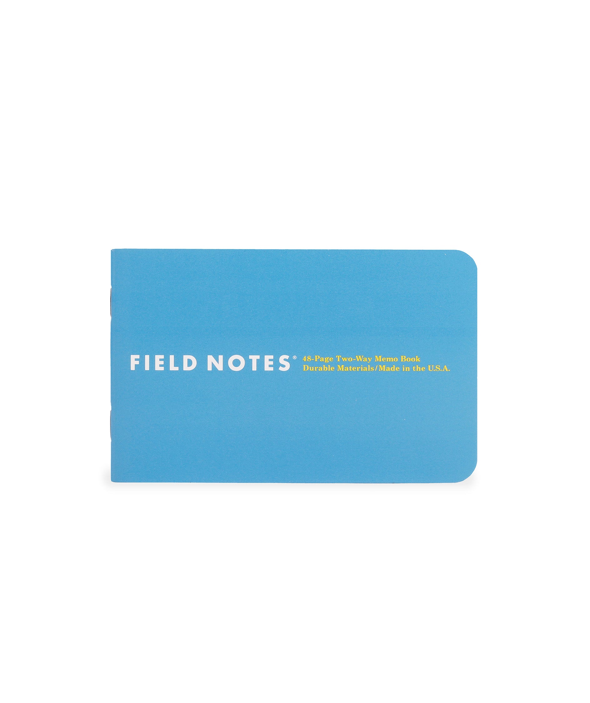 Blue notebook with 'Field Notes' branding on a white background