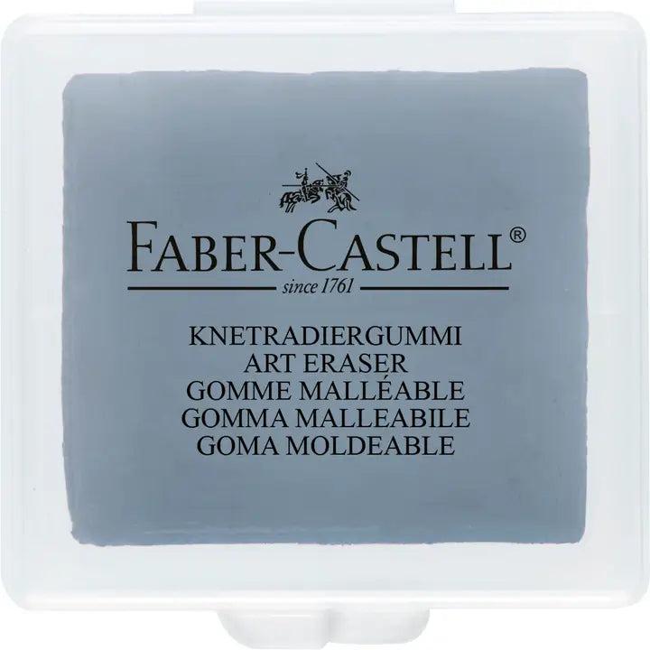 Faber-Castell Kneadable Art Eraser- image shows Faber-Castell art eraser with branding and product details on a white background
