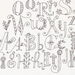 Alphabet letters with decorative elements on a white background