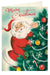Cavallini & Co. Santa and Tree Blank Single Holiday Card showing Santa decorating a Christmas tree