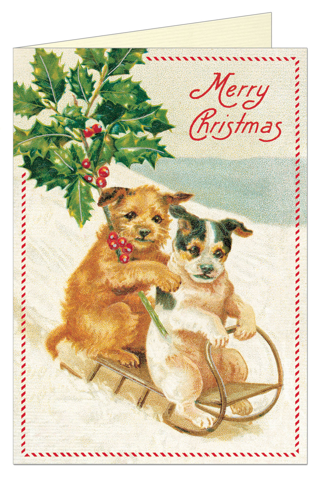 Cavallini & Co. Holiday Dogs Boxed Notecards- single card shown