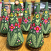 Painting Leaves & Vines on small wooden trees with flowers