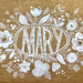 Pattern Magic class doodles  "Mary" with flower border white on kraft paper